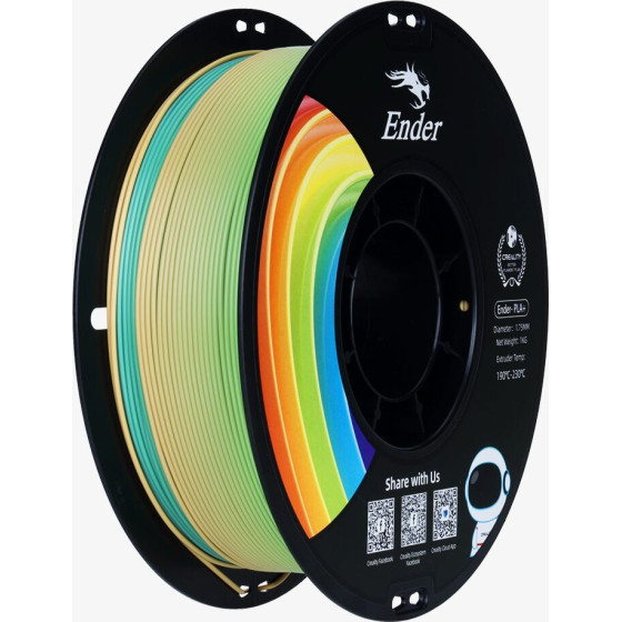 Creality EN-PLA+ Rainbow Ender 3D Printer Filament Strength 34MPa Bend 77MPa 1 Kg Spool1.75 33010103 - (3301010314)