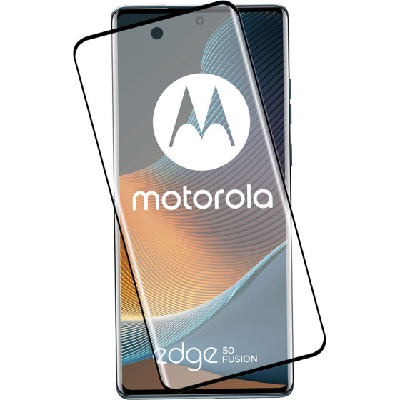 Idol 1991 Tempered Glass Motorola Edge 50 Fusion 6.7'' 9H 0.30mm 3D Edge Glue Semi Curved Finger Unlock BLACK - (5205308365096)