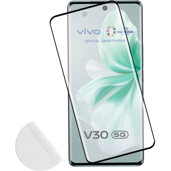 Idol 1991 Tempered Glass Vivo V30 5G 6.78'' 9H 0.30mm 3D Full Glue Semi Curved Finger Unlock Black + Squeezy CARD - (5205308365058)