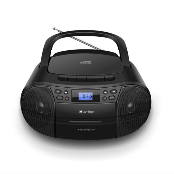 Lamtech Bluetooth RADIO/CD/Cassette Boombox Black - (LAM112525) - (5202021112525)