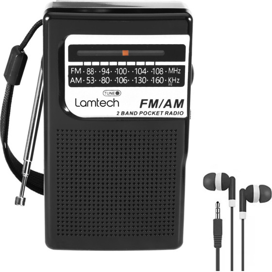 Lamtech Pocket Radio With Earphones Jack Black - (LAM112556) - (5202021112556)