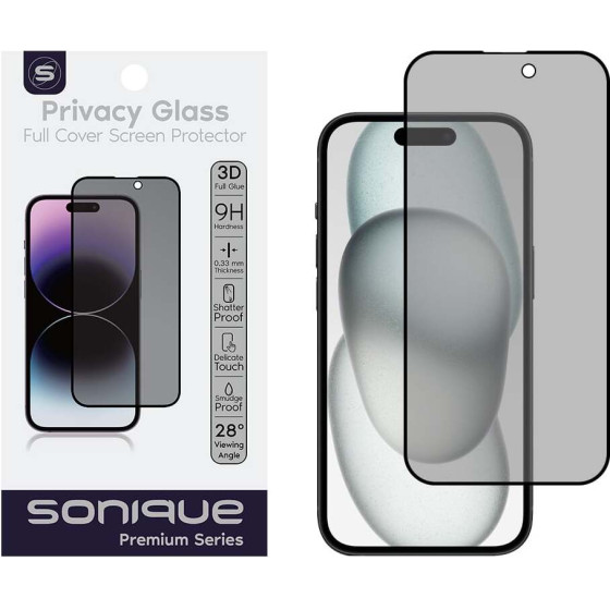 Sonique Privacy Glass Premium Series Hd Full Cover 9H Apple Iphone 15 Plus / Iphone 16 Plus �����