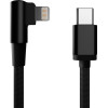 Cablexpert Angled Cotton Braided 8-Pin Usb CM-8PIn Charging & Data Cable 0.2M Black - (CC-USB2-CMLML-0.2M)
