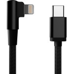 Cablexpert Angled Cotton Braided 8-Pin Usb CM-8PIn Charging & Data Cable 0.2M Black - (CC-USB2-CMLML-0.2M)