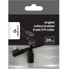 Cablexpert Angled Cotton Braided 8-Pin Usb CM-8PIn Charging & Data Cable 0.2M Black - (CC-USB2-CMLML-0.2M)