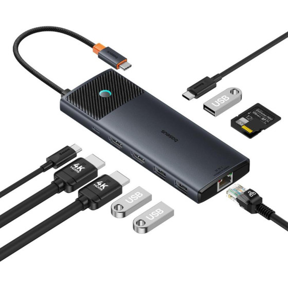 Baseus Docking Station 10��1 USB-C �� 2xHdmi 3xUSB-A USB-C RJ45 SD/Tf Pd ����� - (B00061800123-00)
