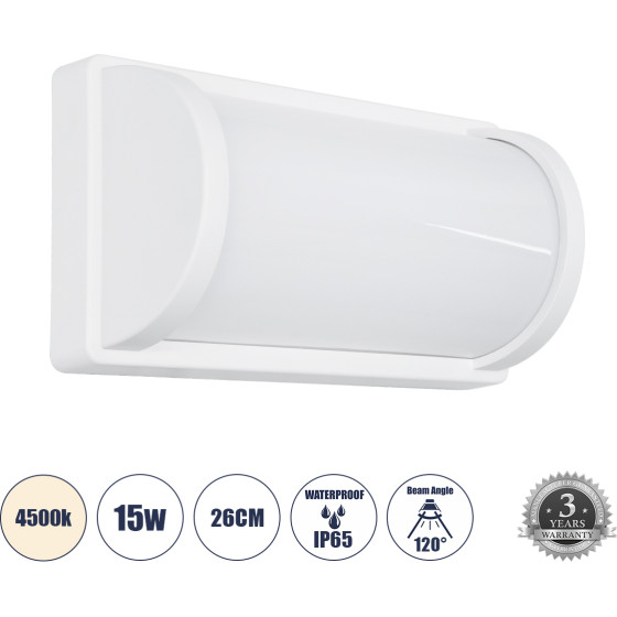 GloboStar Celestial ��������� ������ - ������ ����������/���������� ����� Led 15W 1575lm 120� AC175-265V ��������� IP65 - �������� ���� - ������ ����� 4500K - �26 x �9 x �13.5cm - ����� - Bridgelux Chip - 3 ������ ������� - (60694)