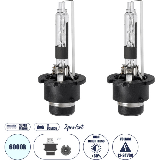 GloboStar D4S/D4R ������ ����������� Hid Xenon Super Vision High Brightness +60% E1 ECER37 360� Dc 12-24V IP20 �4 x �5 x �8cm 6000K- ��� 2 �������� - (84037)