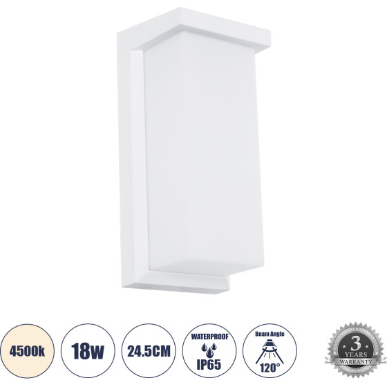 GloboStar Loft ��������� ������ - ������ ����������/���������� ����� Led 18W 1890lm 120� AC175-265V ��������� IP65 - �������� ���� - ������ ����� 4500K - �24.5 x �11 x �9.5cm - ����� - Bridgelux Chip - 3 ������ ������� - (60760)