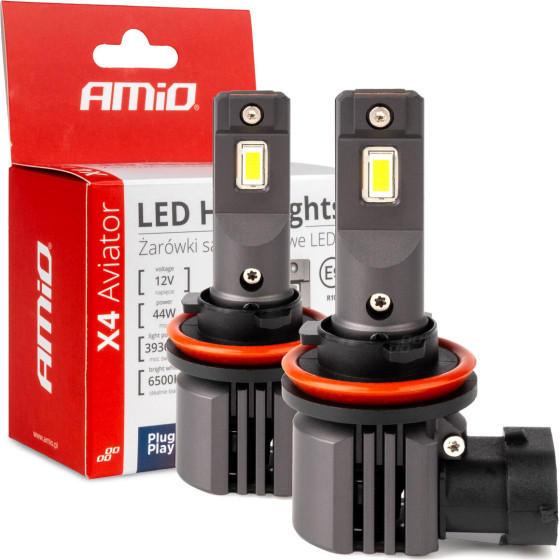 AMiO ������ Led H8/�9/�11 12V 44W 6.500K 3.936lm X4 Series Aviator Plug & Play ���� - 2 ���. - (03765)