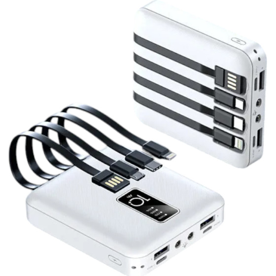 Powerbank Mini - 4in1 - 10.000mAh - S-341 - 884485 - White OEM - (884485_w)