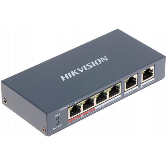 Hikvision 6 Port Unmanaged Poe Switch L2 Series - (DS-3E0106HP-E)