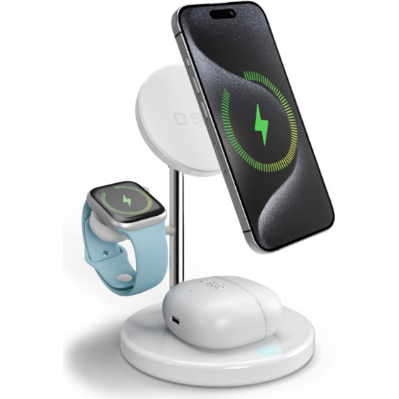 SBS Wireless Charger Mfi QI2 3 In 1 Station 15W White - (WIR3IN1QI2MFI)