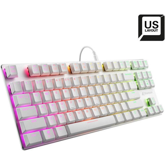 Sharkoon Purewriter Tkl Rgb Gaming �������� ������������ Tenkeyless �� Kailh Blue ��������� ��� Rgb ������� (������� US) ����� - (PUWRTKLWHBL)