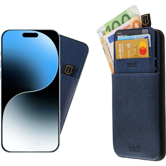 Idol 1991 ���� Iphone 16 Pro 6.3'' ANTI-Rfid Leather Smart Wallet BLUE