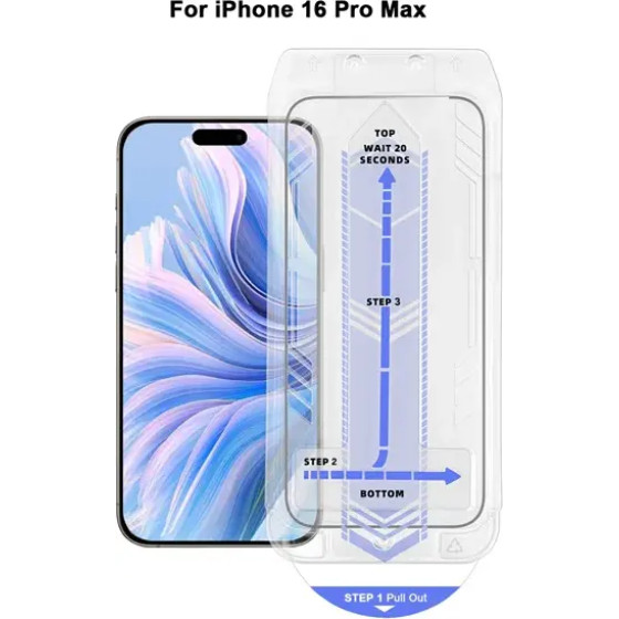 Vivid Full Face Tempered Glass W/Applicator Apple Iphone 16 Pro Black - (VITEMP497BK-AP)