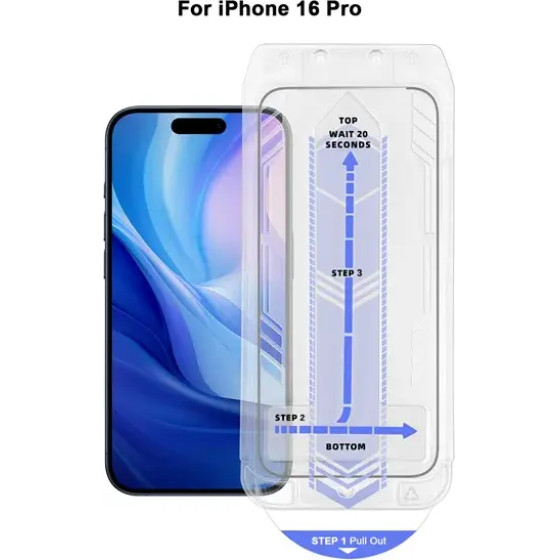 Vivid Full Face Tempered Glass W/Applicator Apple Iphone 16 Pro Max Black - (VITEMP498BK-AP)