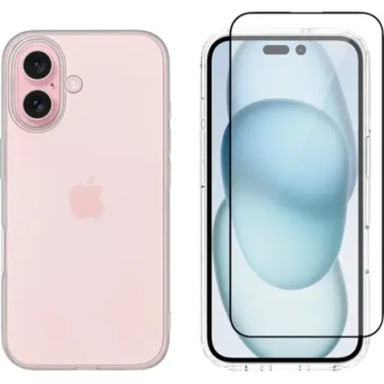 Vivid Set Gelly Case + Full Face Tempered Glass Apple Iphone 16 Black - (VIGELLY496GLASSBK)