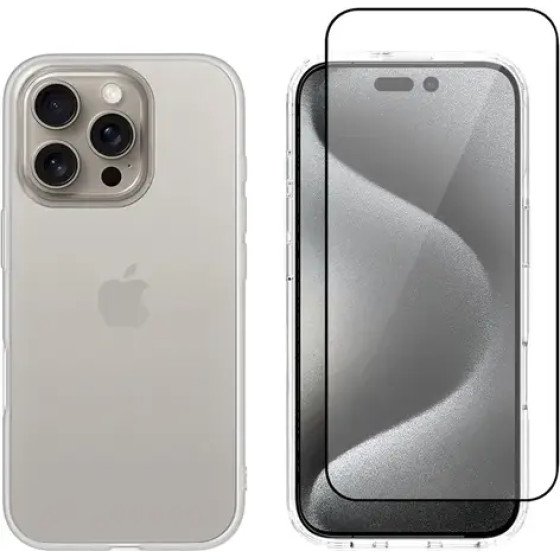 Vivid Set Gelly Case + Full Face Tempered Glass Apple Iphone 16 Pro Black - (VIGELLY497GLASSBK)
