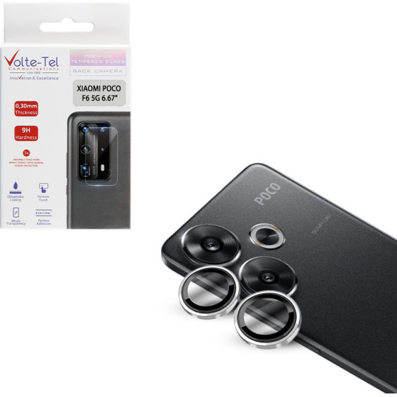Volte-Tel Camera Glass Cover Xiaomi Poco F6 5G 6.67'' 9H 0.30MM Easy Application SILVER