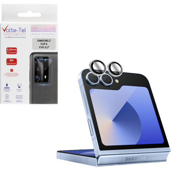 Volte-Tel Camera Glass Cover Samsung Z Flip 6 F741 5G 6.7'' 9H 0.30MM Easy Application SILVER