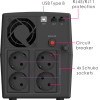 Powertech Ups Line Interactive �� �����, 1500VA, 900W, 4x Schuko, 2x RJ45/RJ11, Usb Type B - (PT-1297)