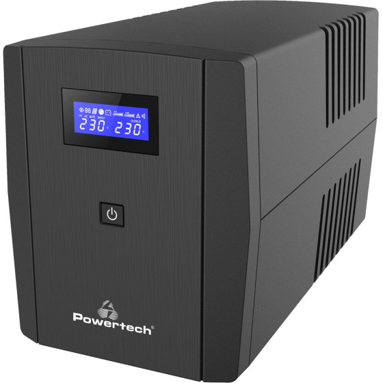 Powertech Ups Line Interactive �� �����, 2200VA, 1320W, 4x Schuko, 2x RJ45/RJ11, Usb Type B - (PT-1298)