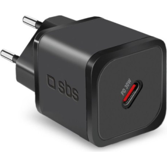 SBS Travel Charger Pd 30W Gan Black - (TETRGAN1C30W)