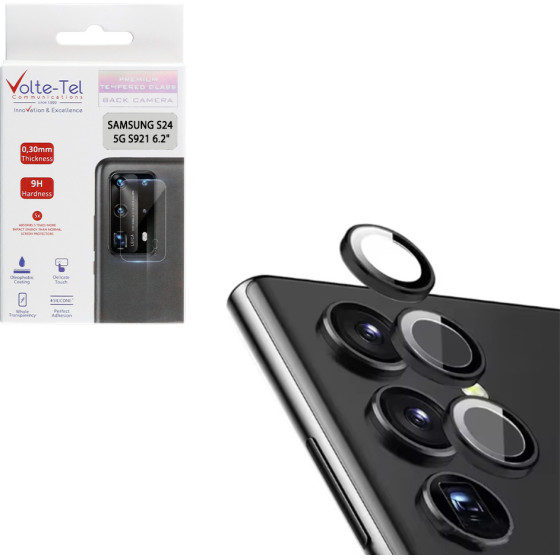 Volte-Tel Camera Glass Cover Samsung S24 5G S921 6.2'' 9H 0.30MM Easy Application BLACK