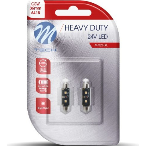 M-Tech �������� ����������� C5W 24V SV8,5 36mm 2xHp Led ����� Heavy Duty Blister - 2 ���. - (LB9813W)