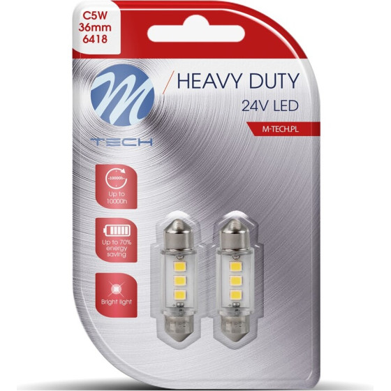 M-Tech �������� ����������� C5W 24V SV8,5 36mm 3xSMD2835 Led ����� Heavy Duty Blister - 2 ���. - (LB990W)
