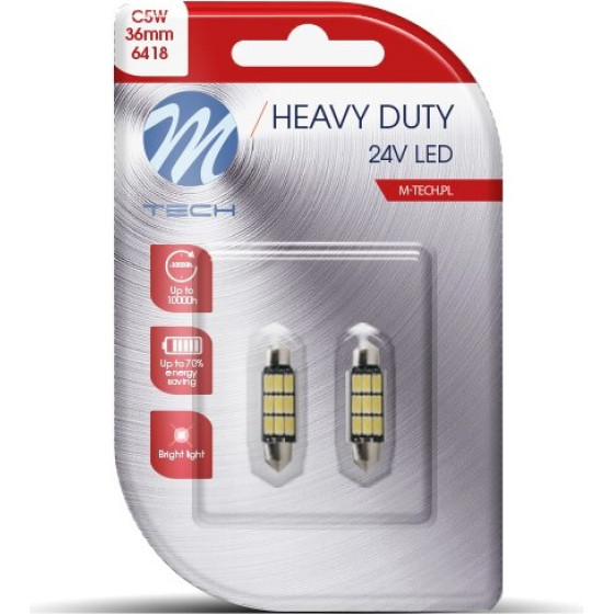 M-Tech �������� ����������� C5W 24V SV8,5 36mm 9xSMD5630 Led ����� Heavy Duty Blister - 2 ���. - (LB9815W)