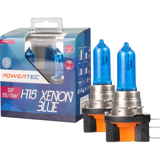 M-Tech ������ H15 55/15W 12V Powertec Xenon Blue Mtech - 2 ���. - (PTZXBH15-DUO)