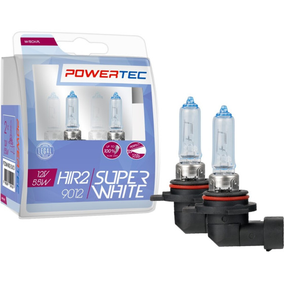 M-Tech ������ HIR2 9012 12V 15/55W (Up To 100% ) Powertec Superwhite (Up 3.500k) Mtech - 2 ���. - (PTZSWHIR2-DUO)