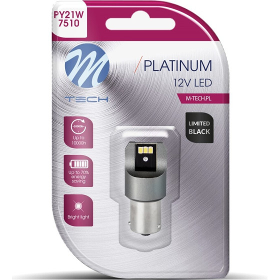 M-Tech P21W 12/24V BA15s 6xSMD3020 CAN-Bus ��������� Limited Black Blister - 1 ��� - (LB842Y-01B)
