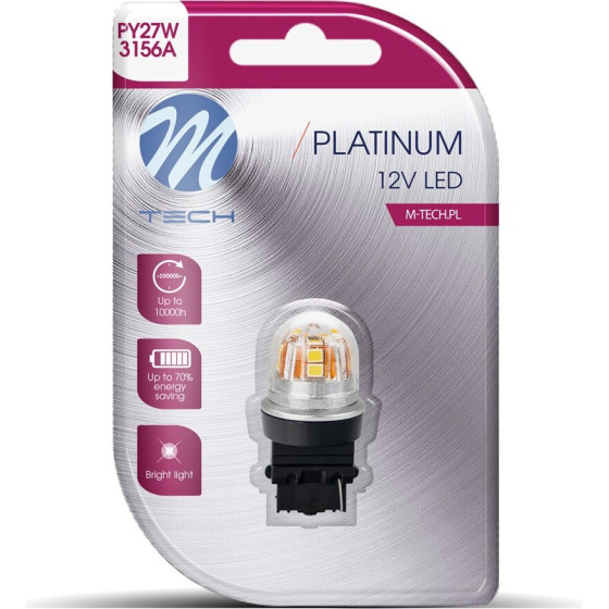 M-Tech PY27W 12/24V W2.5x15d 15x2835SMd Led CAN-Bus ��������� Platinium - 1 ��� - (LB830Y-01B)
