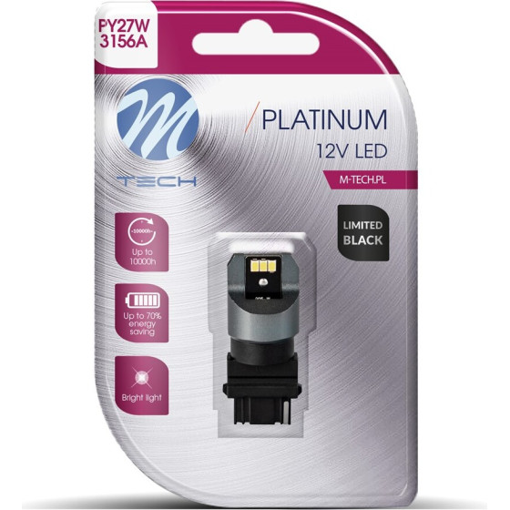 M-Tech PY27W 12/24V W2.5x16d 6xSMD3020 CAN-Bus ��������� Limited Black Blister - 1 ���. - (LB848Y-01B)