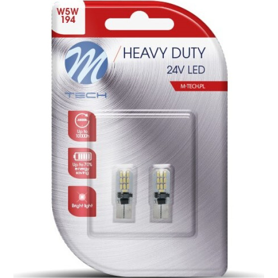 M-Tech T10 W5W 24V W2.1x9.5d 20xSMD3014 Led CAN-Bus ����� Heavy Duty Blister - 2 ���. - (LB9801W)