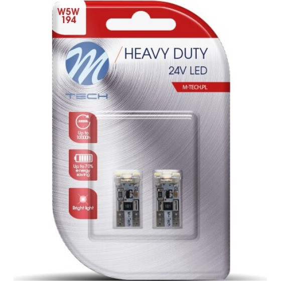 M-Tech T10 W5W 24V W2.1x9.5d 4xSMD2835 Led CAN-Bus ����� Heavy Duty Blister - 2 ���. - (LB9329W)