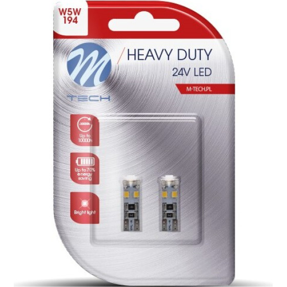 M-Tech T10 W5W 24V W2.1x9.5d 8xSMD2835 Led CAN-Bus ����� Heavy Duty Blister - 2 ���. - (LB9312W)
