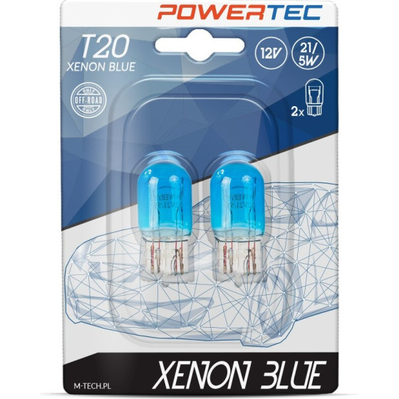 M-Tech W21/5W (T20) 12V Powertec Xenon Blue - 2 ���. - (PTZXB46-02B-DUO)