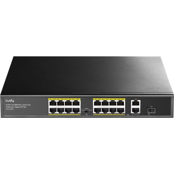 Cudy FS1018PS1 16-Port 10/100M POE+ Switch + 2 Uplink Gigabit + 1 Sfp PORT, 200W - (CD-FS1018PS1)