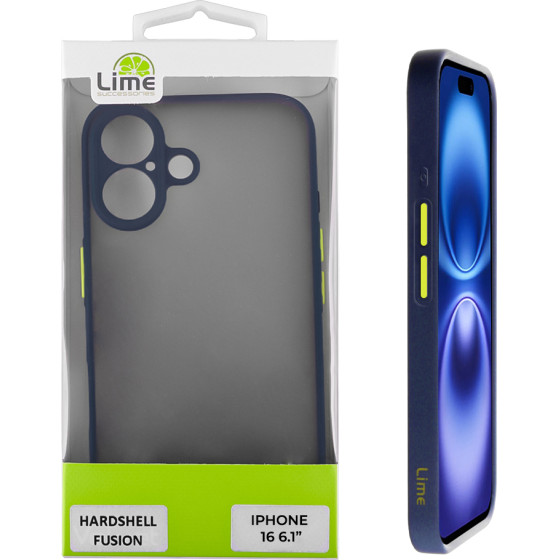 Lime Successories Lime ���� Iphone 16 6.1'' Hardshell Fusion Full Camera Protection Blue With Yellow KEYS