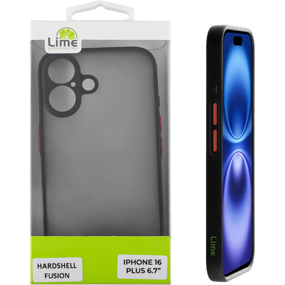 Lime Successories Lime ���� Iphone 16 Plus 6.7'' Hardshell Fusion Full Camera Protection Black With Red KEYS