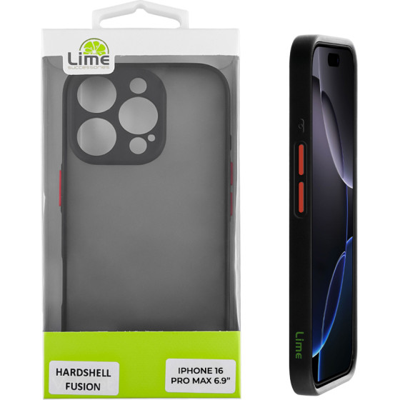 Lime Successories Lime ���� Iphone 16 Pro Max 6.9'' Hardshell Fusion Full Camera Protection Black With Red KEYS