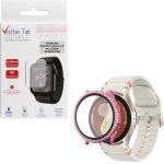 Volte-Tel Tempered Glass Samsung Watch 7 40mm 1.3'' 9H 0.30mm Pc Edge Cover With Strass 3D Full Glue Full Cover PINK