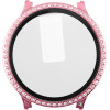 Volte-Tel Tempered Glass Samsung Watch 7 40mm 1.3'' 9H 0.30mm Pc Edge Cover With Strass 3D Full Glue Full Cover PINK