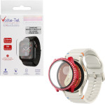 Volte-Tel Tempered Glass Samsung Watch 7 40mm 1.3'' 9H 0.30mm Pc Edge Cover With Strass 3D Full Glue Full Cover RED