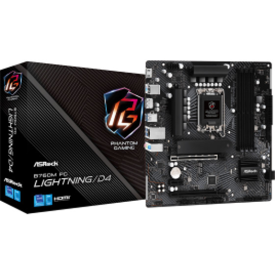 Asrock Mb B760M Pg LIGHTING/ D4, Socket Intel Lga 1700 14th/13tth/12th Gen Intel CPU, Cs Intel B760, 4 Dimm Socket DDR4, HDMI/DP, Gigabit LAN, MICRO-ATX, 3YW - (B760M Pg LIGHTING/D4)
