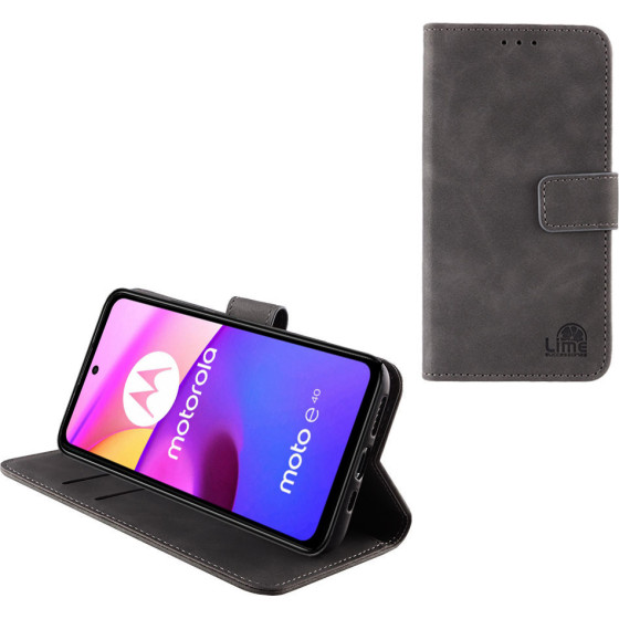 Lime Successories Lime ���� Motorola Moto E40 XT2159-9 6.5'' Essential Magnet Book Stand Clip GREY